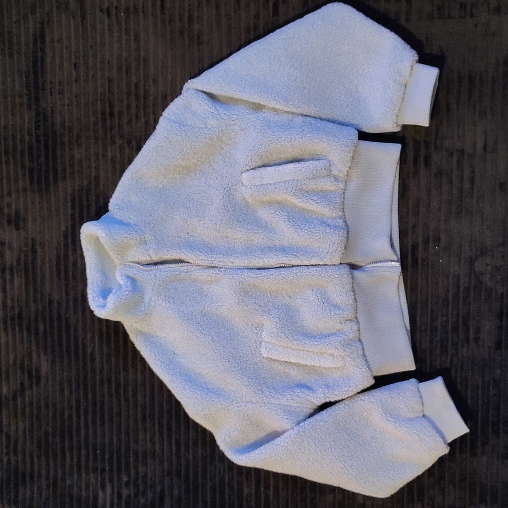 Forever 21 Sky Blue High-waisted High Collar Teddy Jacket
